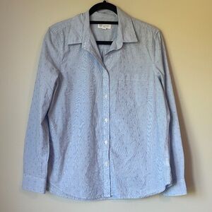 GAP Women’s Light Blue Button-Up Shirt with silver shimmer details size Large